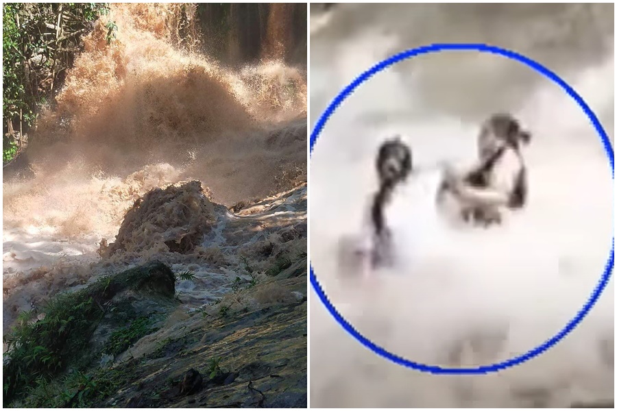 菲律賓景點蒂努布丹瀑布爆發山洪，造成3人不幸喪命。（翻攝自推特）