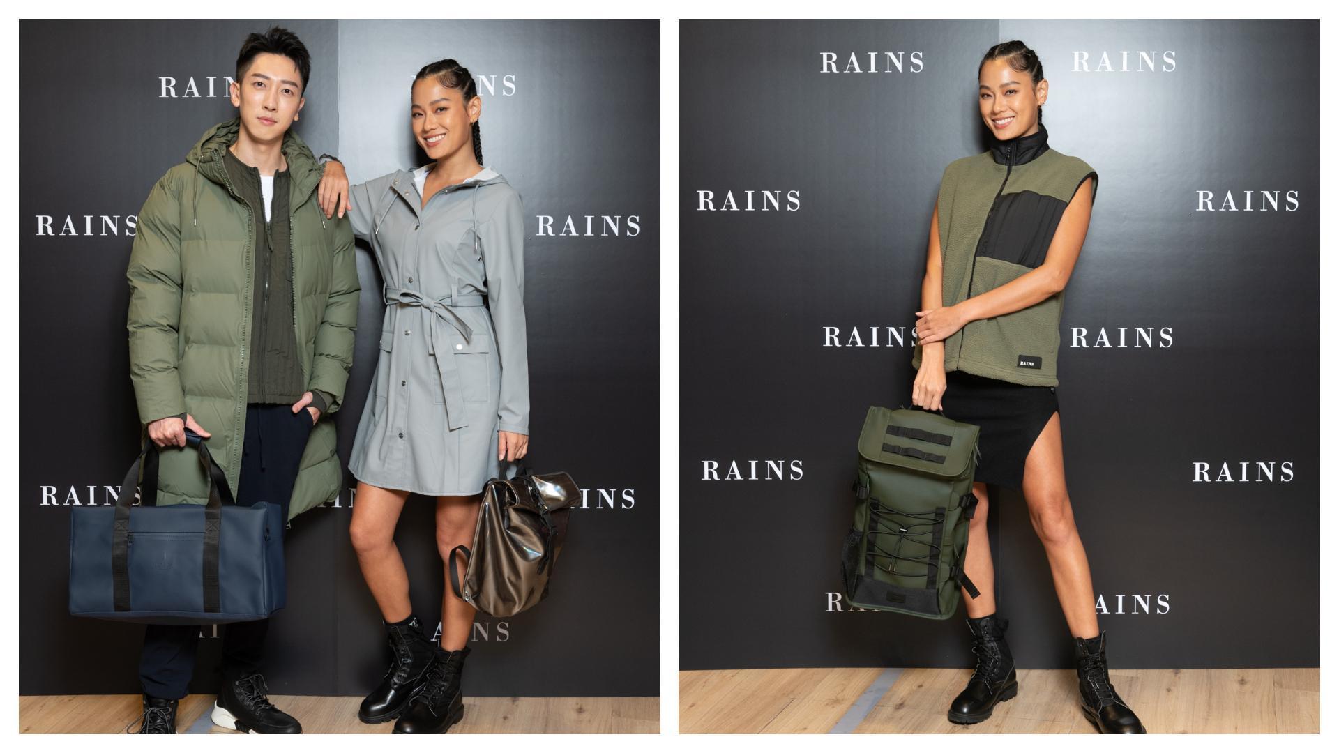 王麗雅身穿來自北歐的RAINS，展現她一貫健康的形象。（RAINS提供）