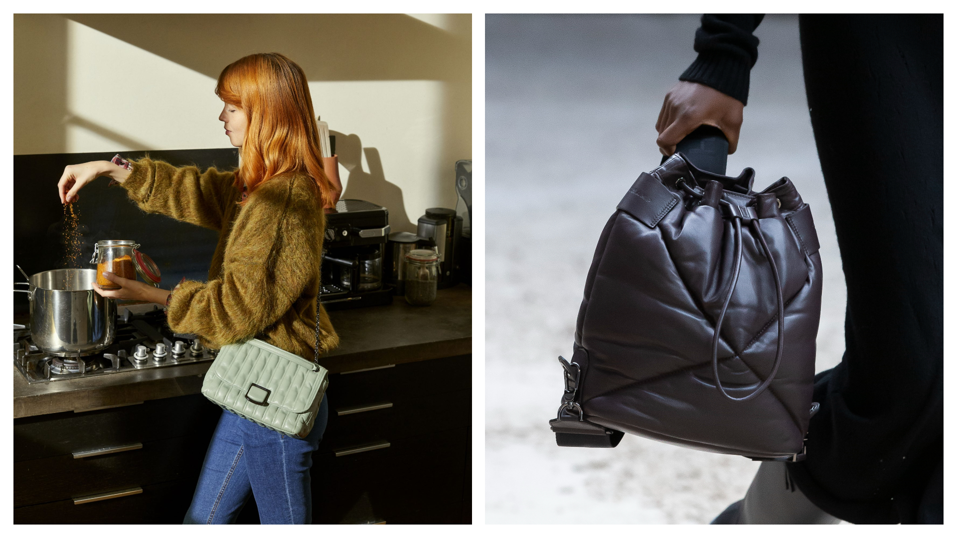 Longchamp 2021秋冬推出Brioche新色新款，與全新的Le Pliage Cuir Doudoune系列，兩款包體澎鬆，無論是觸覺還是視覺都好療癒。（Longchamp提供）