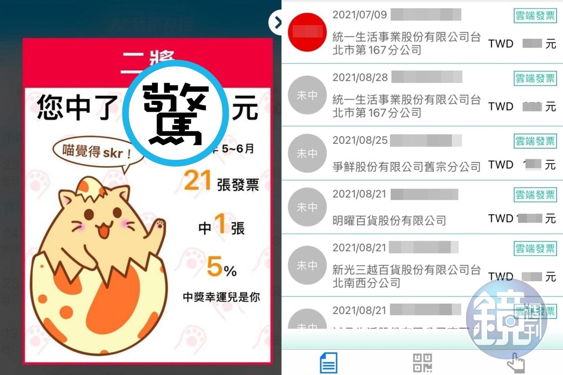 紙本與雲端發票兌獎近日開獎，結果總是幾家歡樂幾家愁。（翻攝自Dcard；右圖為示意圖，本刊資料照）