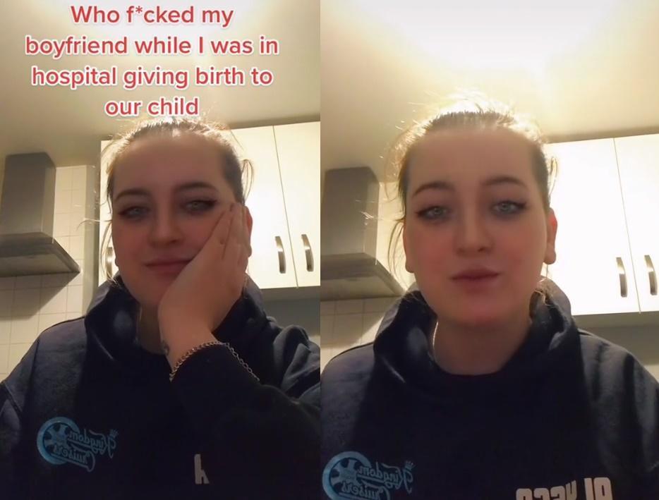 21歲的阿麗莎‧梅日前拍影片控訴，男友竟趁自己在醫院生產時在家和母親大搞亂倫。（翻攝自TikTok）