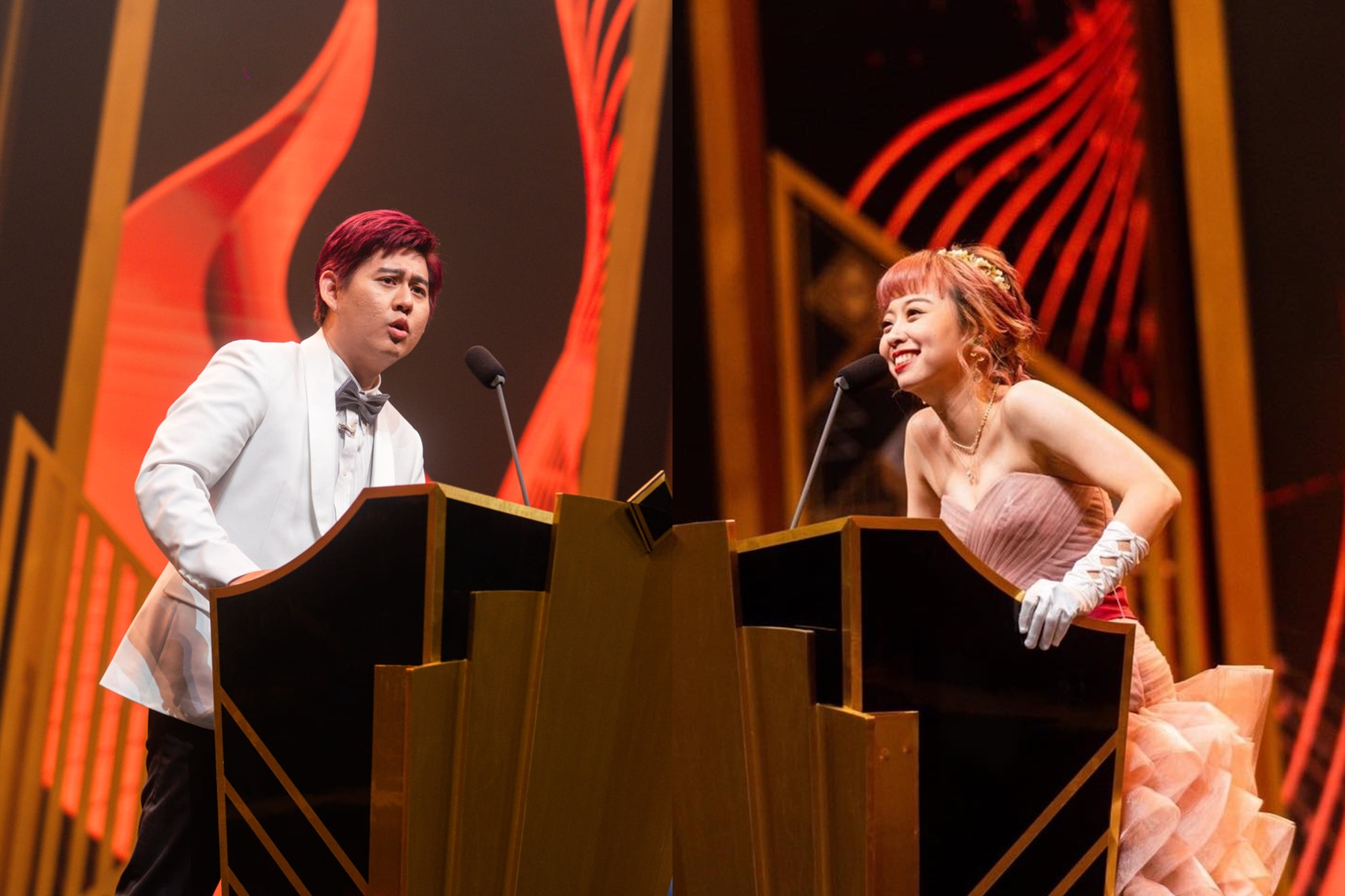 喜劇演員老K(左)因為頻頻拿同行龍龍(右)與前男友的事情出來當作脫口秀段子,遭到龍龍出面控訴霸凌。(翻攝自老K、龍龍臉書)