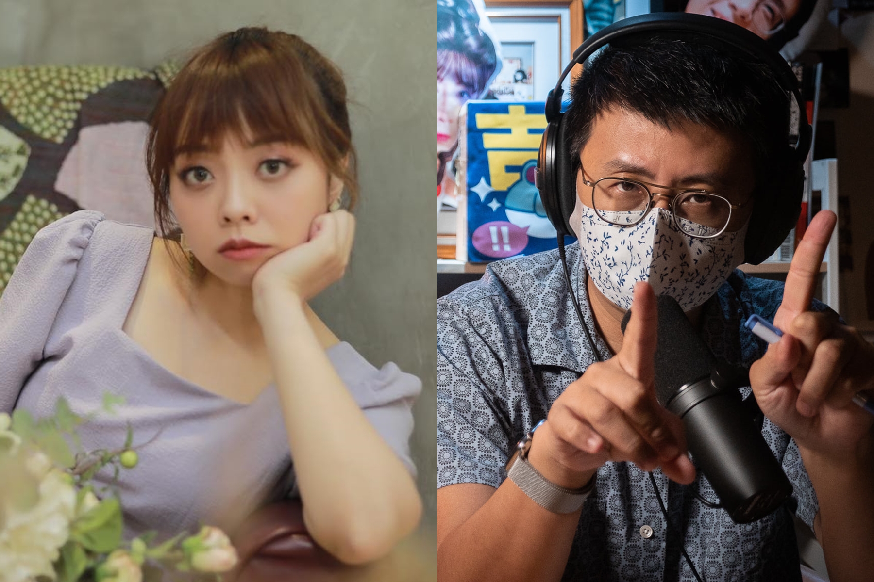 脫口秀演員龍龍（左）今在臉書點名呱吉（右），要他別針對自己和老K的爭議亂評論。（翻攝自龍龍、呱吉臉書）