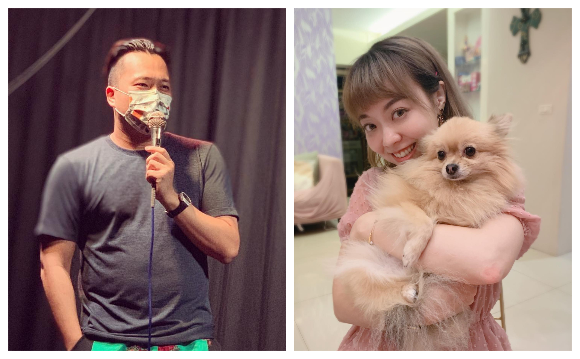 東區德（左圖）在直播中出言羞辱龍龍（右圖），不認錯還嗆網友低能。（翻攝東區德臉書、龍龍臉書）