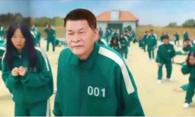 澎恰恰被網友惡搞P圖合成《魷魚遊戲》的參賽者。（翻攝自YouTube 澎恰恰）