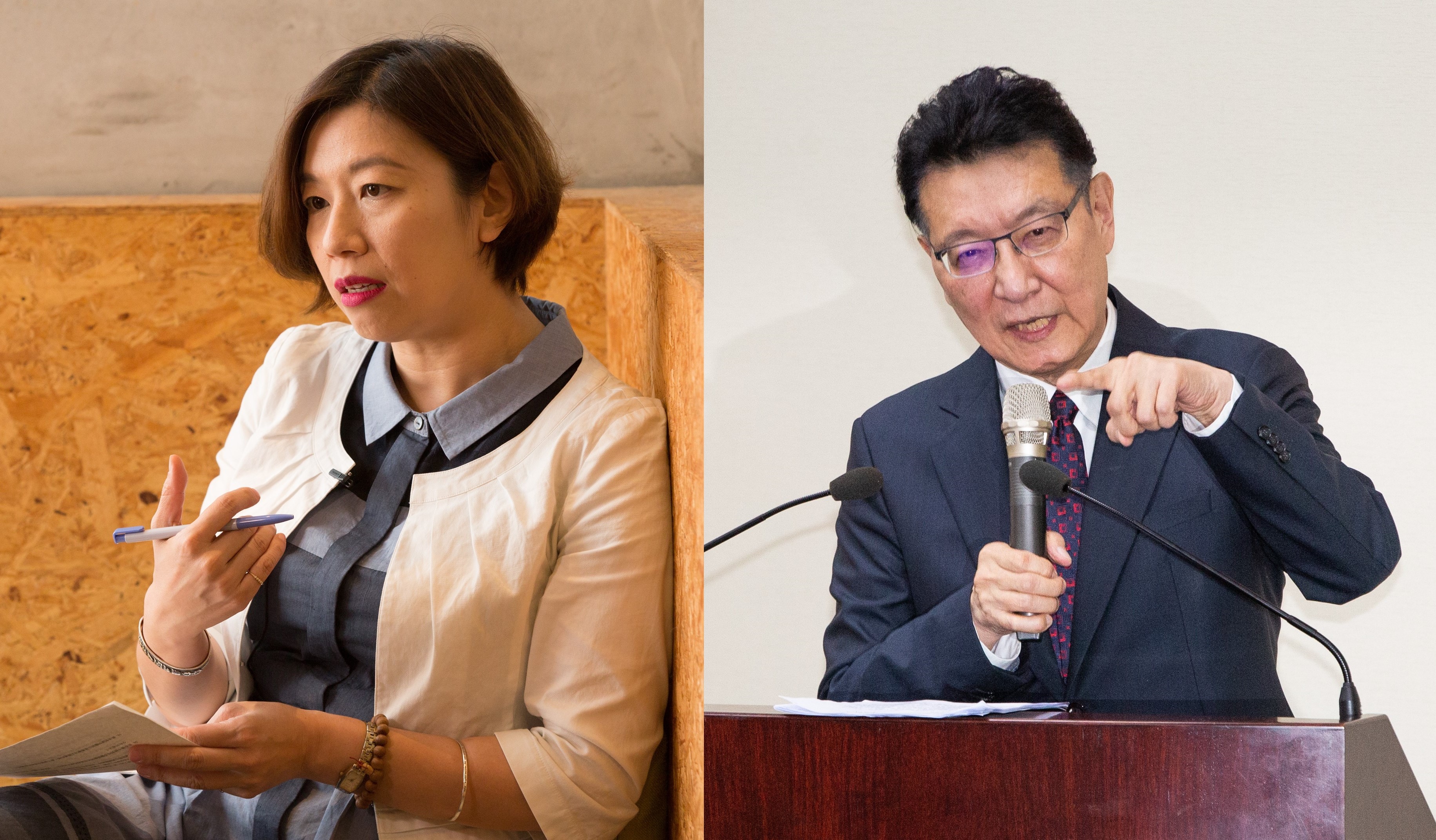 趙少康（右）昨日批民進黨刪減中國史是愚民政策，對此，醫師林靜儀（左）也表達她的看法。（本刊資料照）