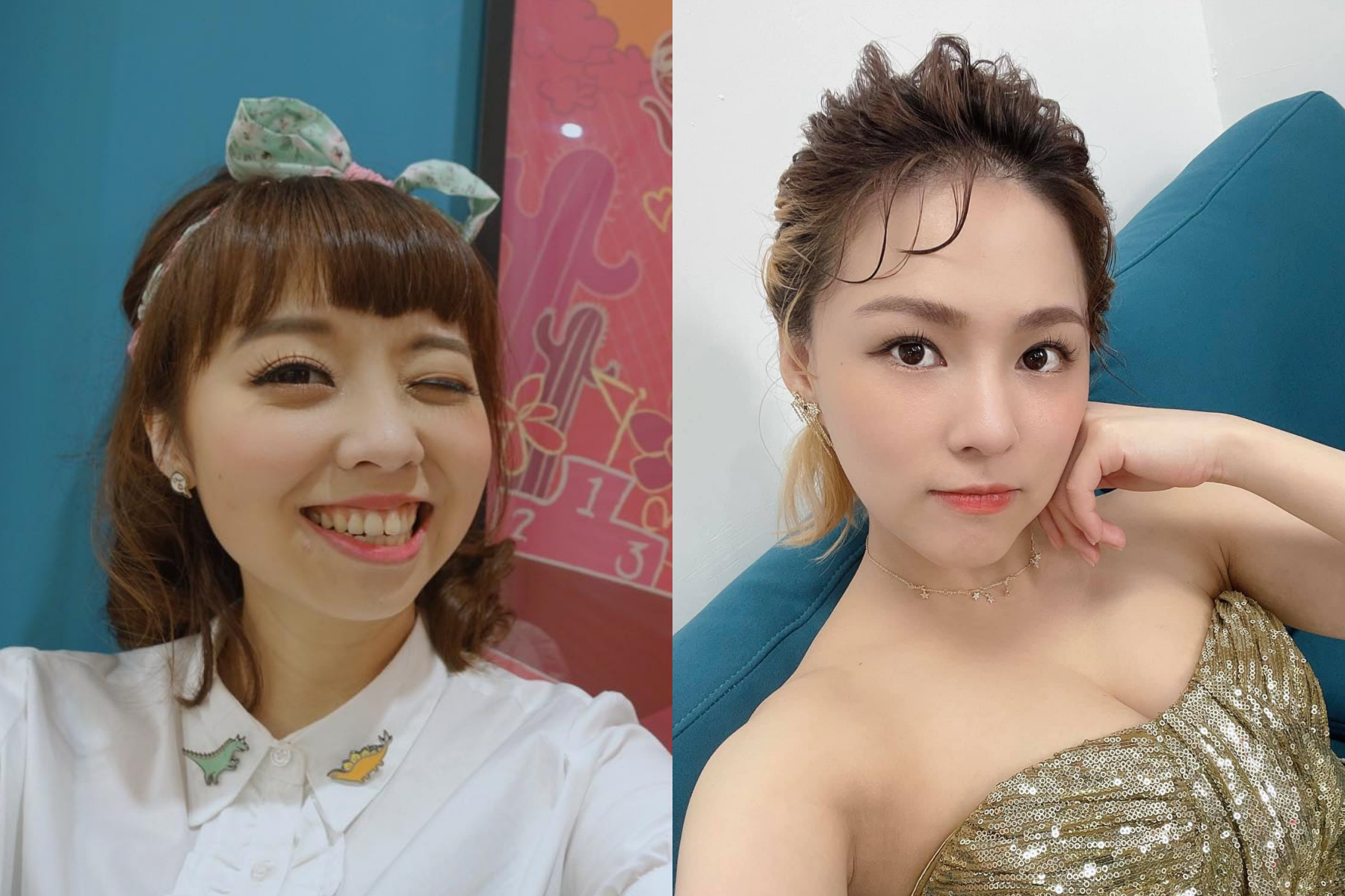 龍龍（左）曾致電熊熊（右）稱，如果她是熊熊，不會去參加《炎上》。（翻攝自龍龍、熊熊臉書）