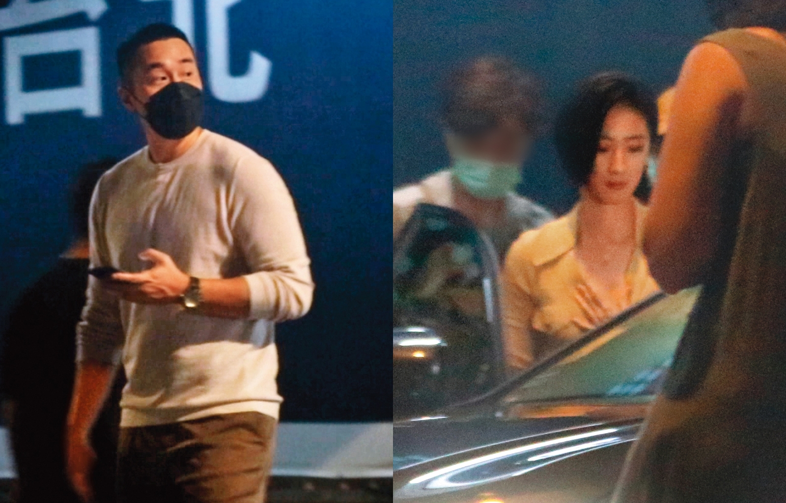 9/29 21:21 近年忙著當奶爸的張孝全現身北市大直美麗華附近，久未公開露面的他與桂綸鎂合拍廣告。