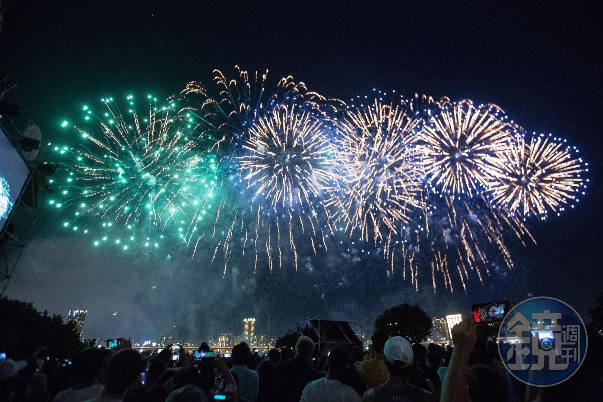 大稻埕煙火秀活動是台灣最具代表性的情人節慶活動。圖為2019年大稻埕情人節煙火。（本刊資料照）