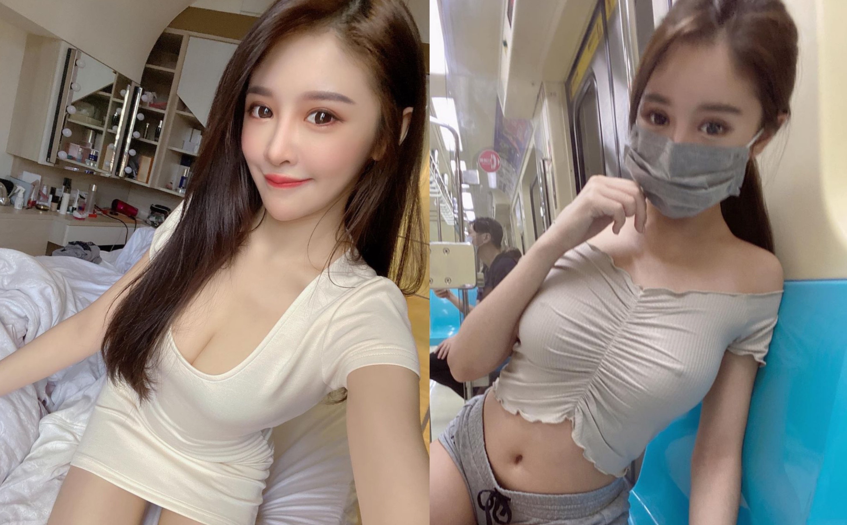 謝侑芯激凸搭捷運，性感指數爆表。（翻攝自謝侑芯IG）