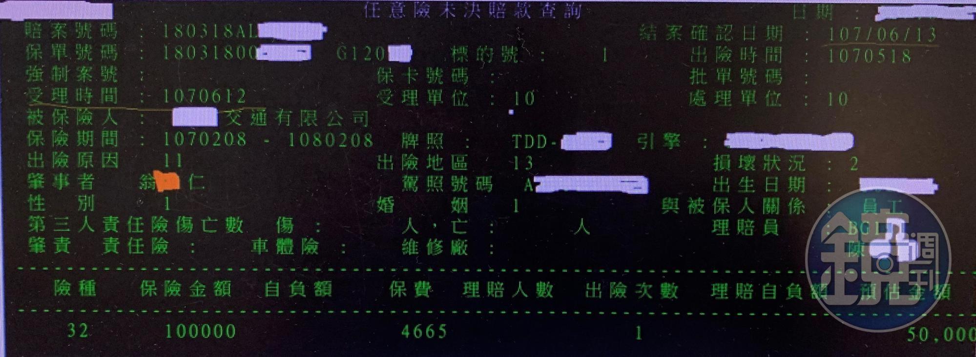 「今天申請明天賠」讓資深保險從業人員大呼不可能。（爆料者提供）