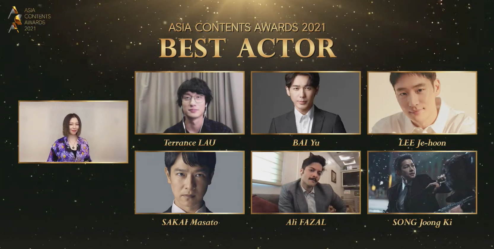 第3屆亞洲內容獎最佳男演員獎，由徐若瑄頒發給男星李帝勳。（翻攝自亞洲內容獎YouTube頻道）