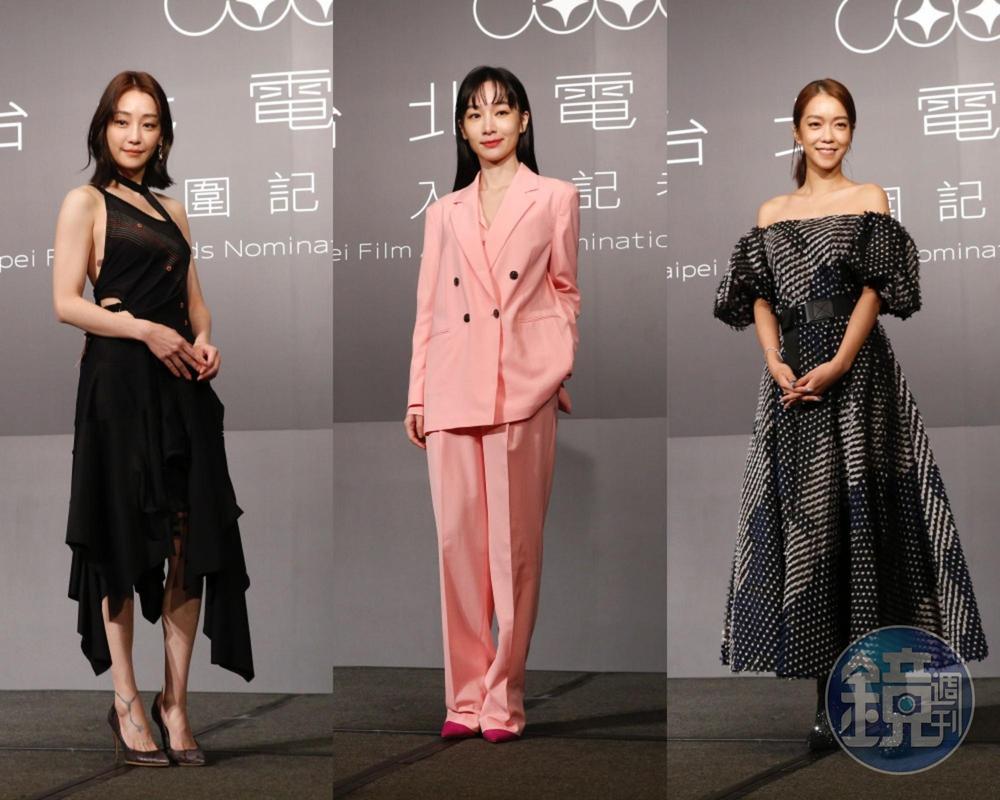 謝欣穎(左起)、陽靚、李霈瑜,沒有準影后競爭的火藥味,表示得獎無法控制。