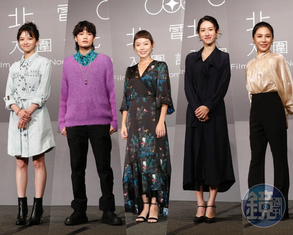 陳姸霏(左起)、劉子銓、陳俋君、黃稚玲、艾怡良,角逐最佳新演員。