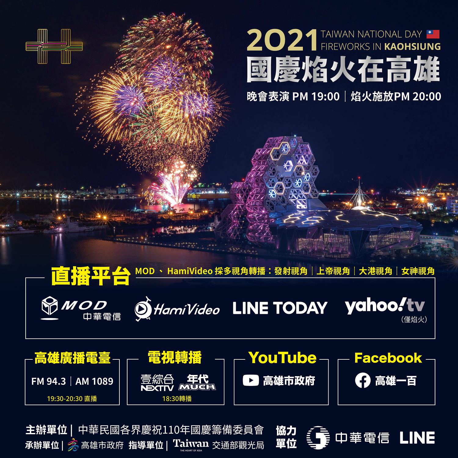 可以觀賞煙火的即時平台選擇相當多。（高雄市政府提供）
