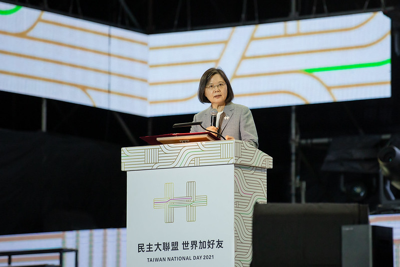 總統蔡英文昨於新竹參加國慶晚會，今將赴總統府前參加中樞國慶大會。（總統府提供）