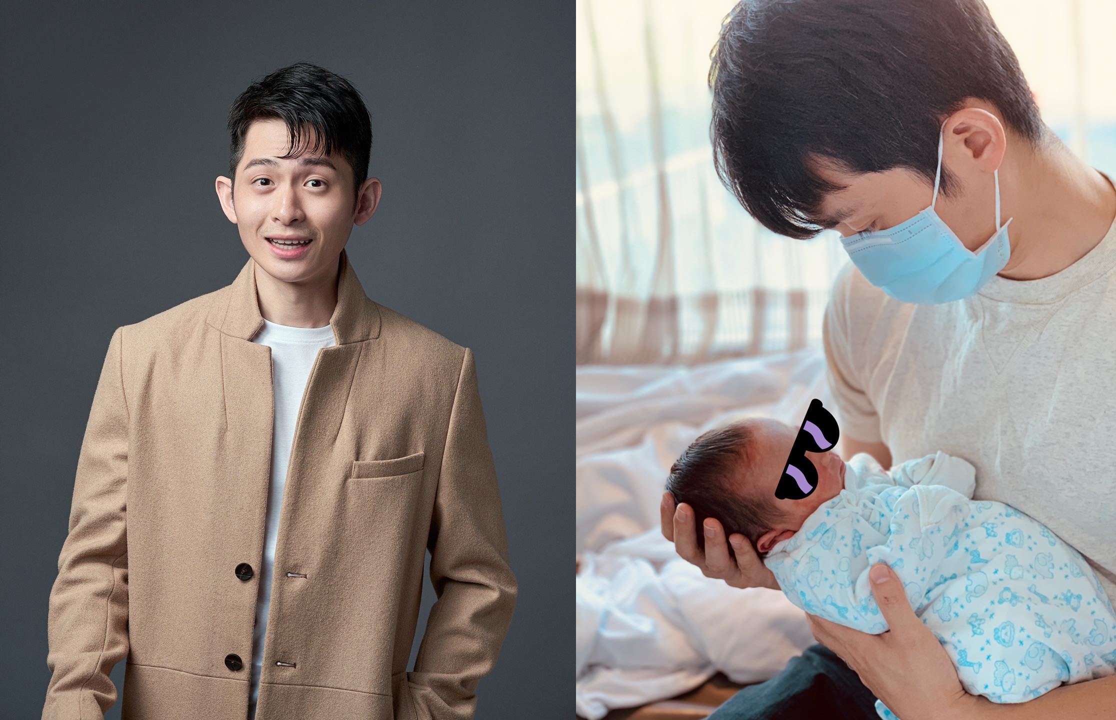 博恩今日無預警宣布喜訊自己當爸，並曬出和小孩的合照。（翻攝自博恩臉書）