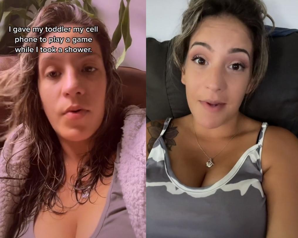 美國一名辣媽分享,女兒日前誤將她洗澡的畫面全程直播,讓她哭笑不得。(翻攝自TikTok@bri.anna89)