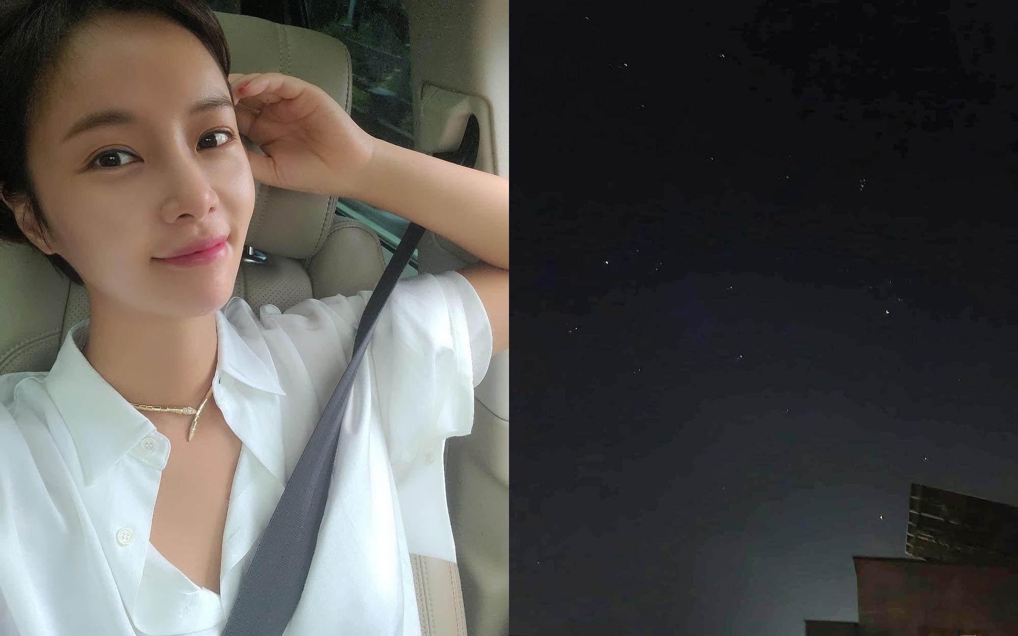 韓星黃靜茵喜懷第二胎,放上在濟州島仰望星空的照片與粉絲分享。(翻攝黃靜茵IG)