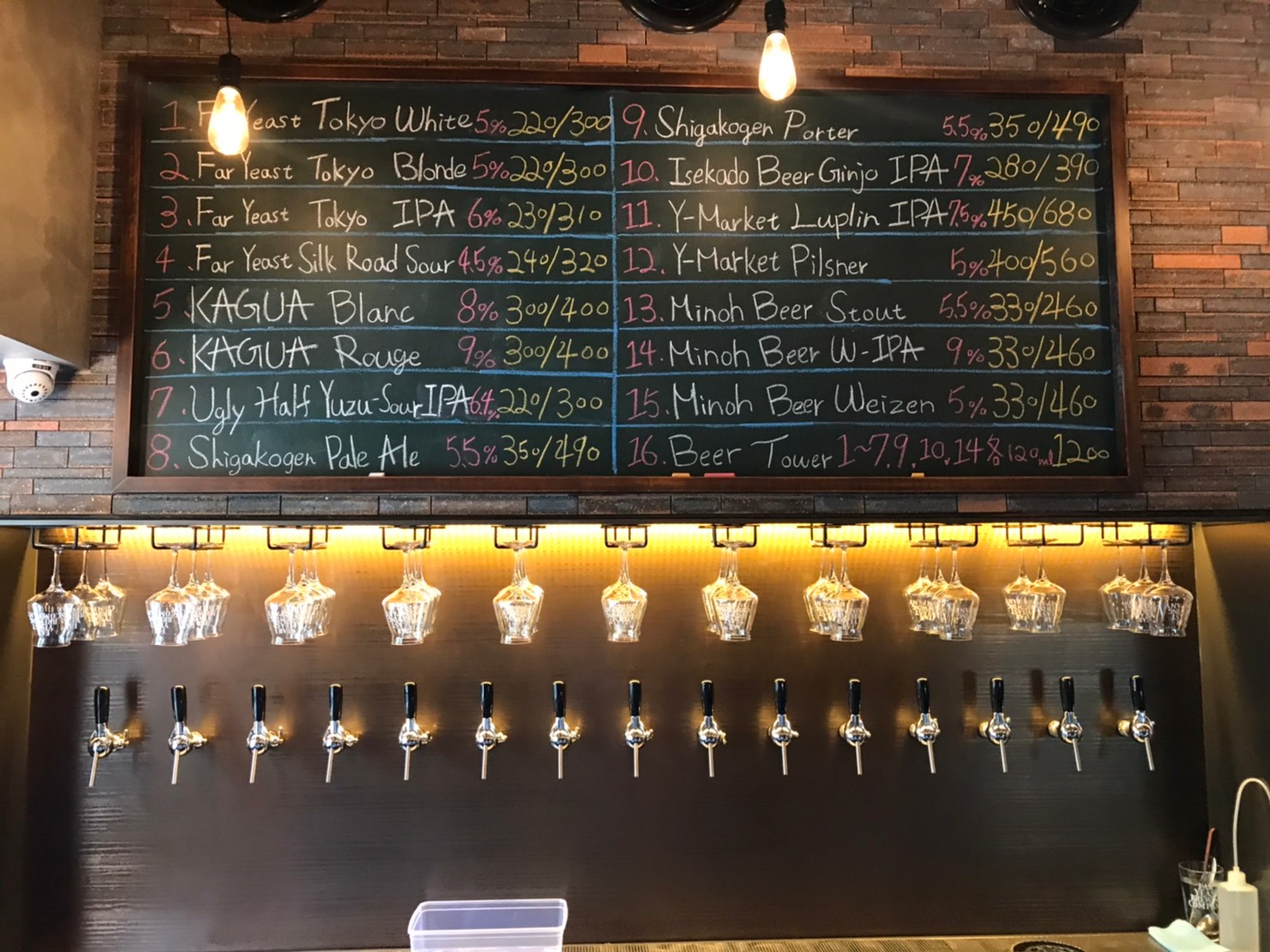 「源流台灣精釀啤酒餐酒館（Far Yeast Taiwan Craftbeer Gastropub）」，吧檯區有15支成排的啤酒龍頭，以Tap Beer拉霸方式取酒。
