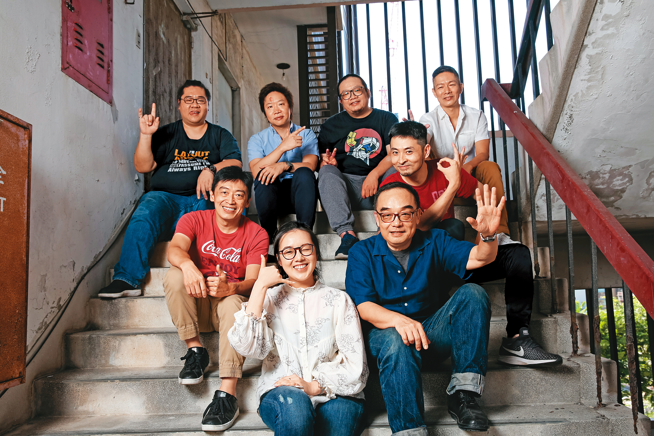 《廢棄之城》導演易智言（前排右）與西基動畫製作團隊：製作協調汪羿（前排左）、動態模擬組長周宏林（中排左起）、材質指導黃柏寧、構圖組長林家弘（後排左起）、特效組長謝承錦、燈光指導柳公仁、動畫導演鍾元勝。