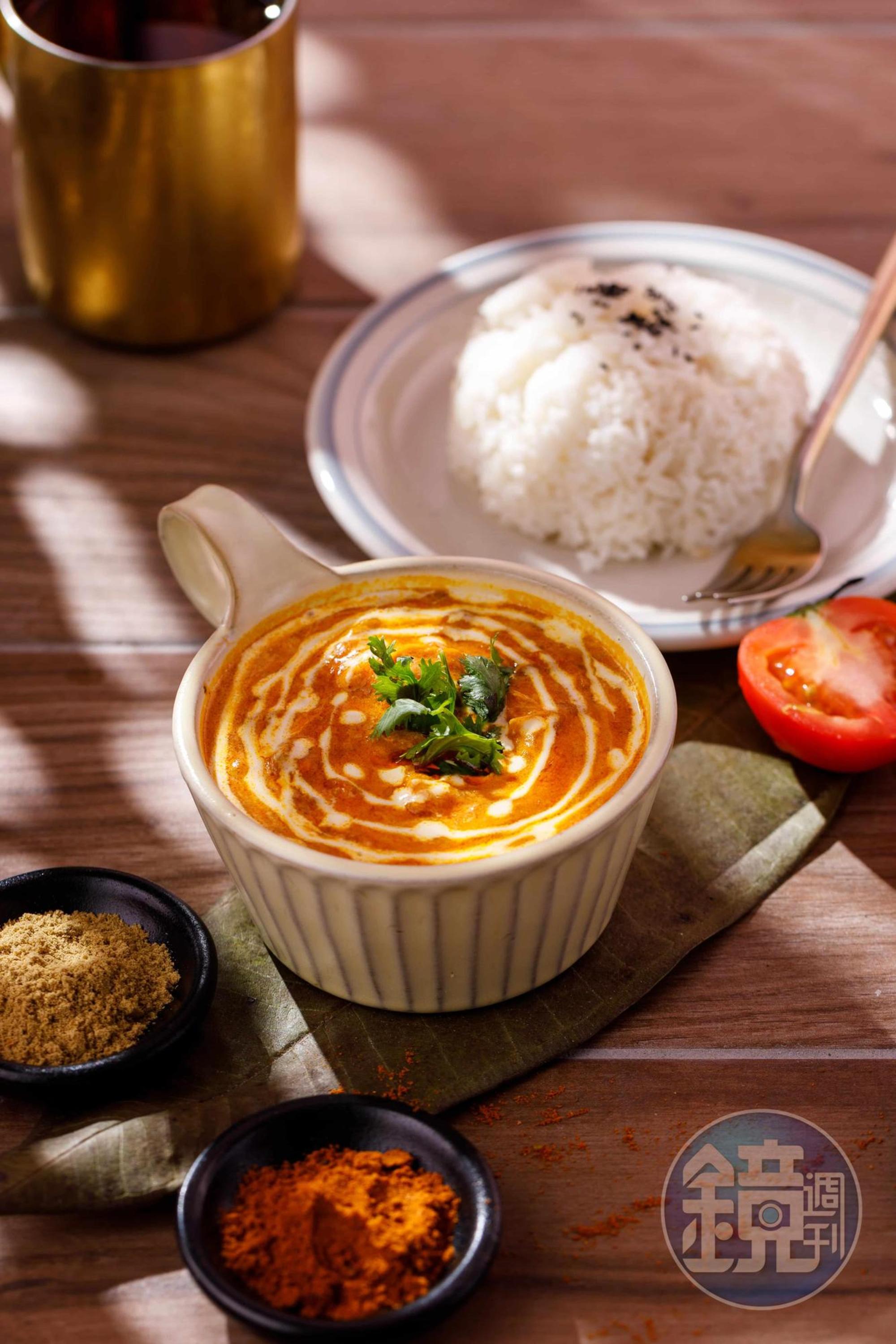 印度家常味的「初次認識」，咖哩酸香飽滿好下飯。（250元／份）