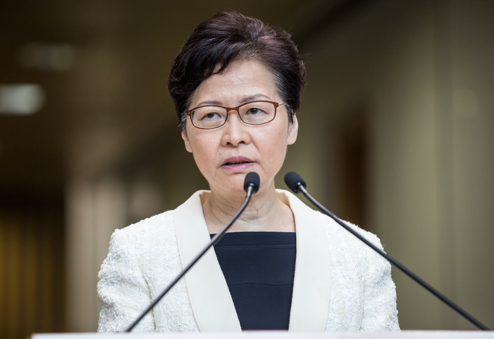 特首辦證實，香港特首林鄭月娥週一於禮賓府跌倒，住院觀察一天。（資料照）