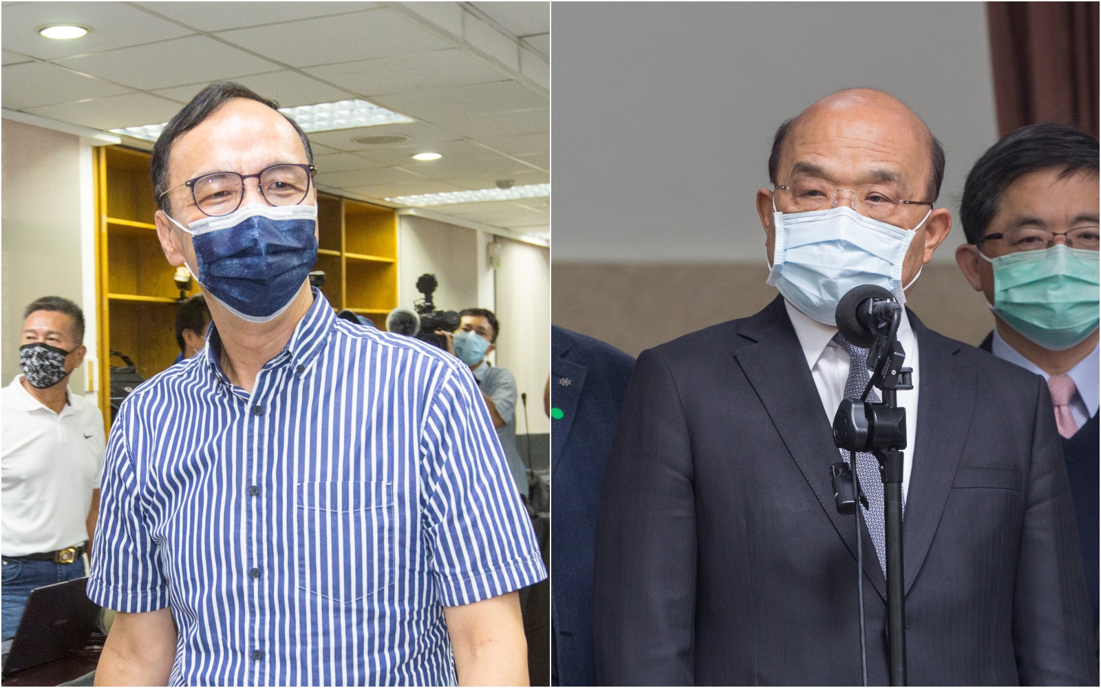 朱立倫(左)批民進黨整天搞鬥爭,蘇貞昌反酸他執迷不悟。(本刊資料照)