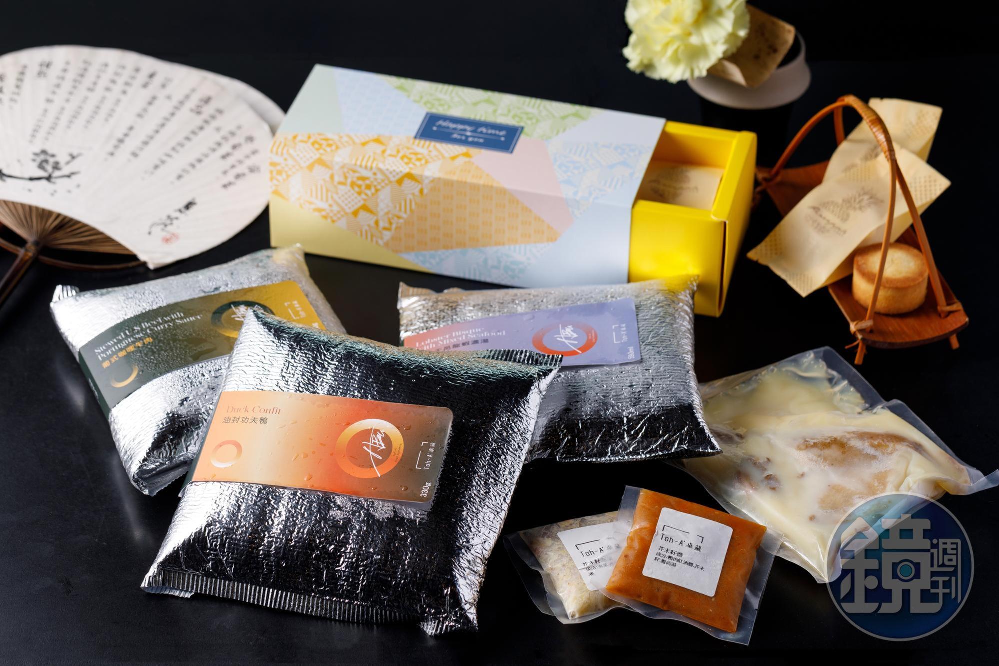 大菜、甜點都化身成冷凍調理包，油封功夫鴨會連鵝油一起放進真空袋。
