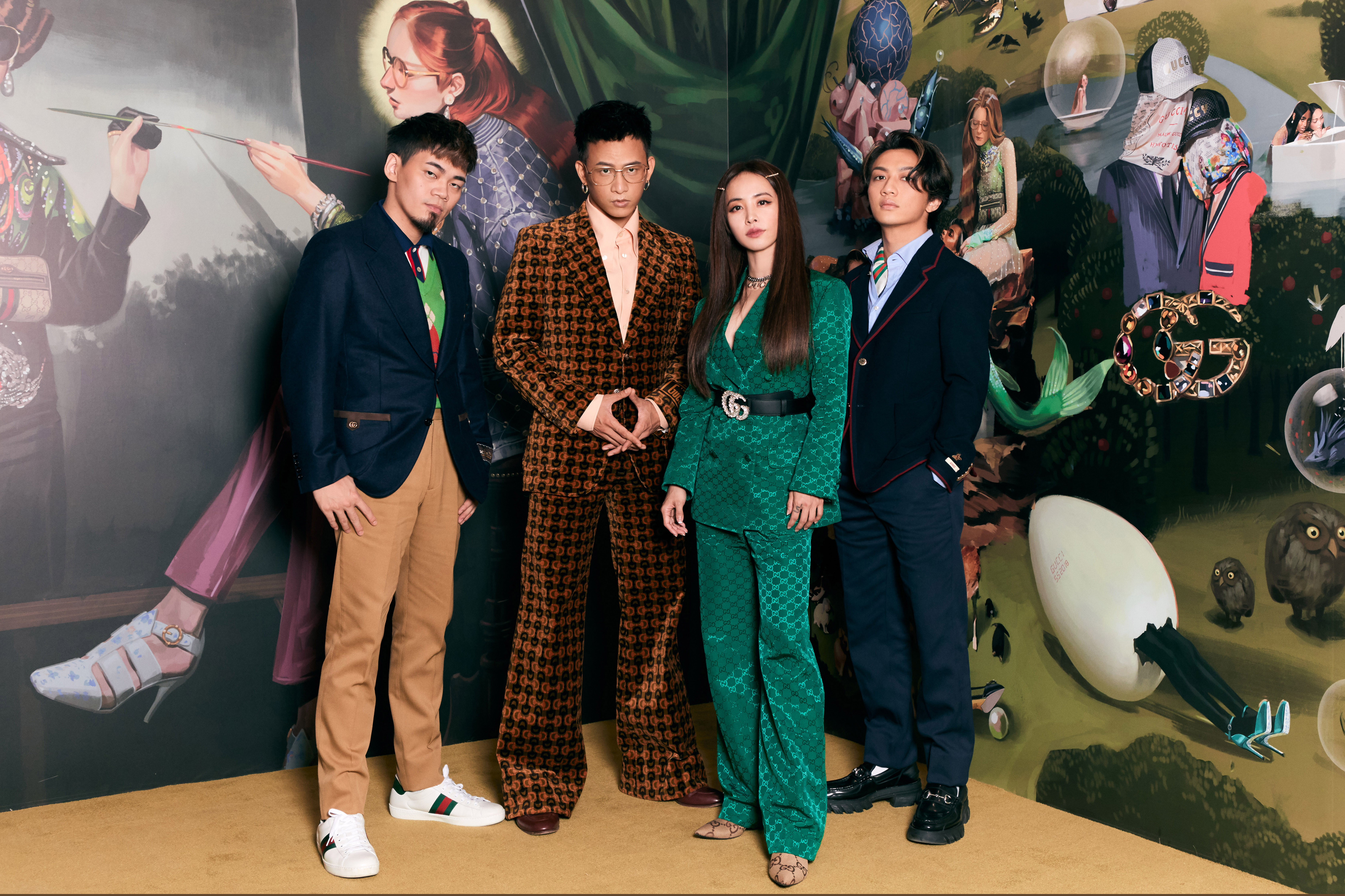 蔡依林與「茄子蛋」在壁畫展間，讓人彷彿身歷其境飛到義大利佛羅倫斯。（Gucci提供）
