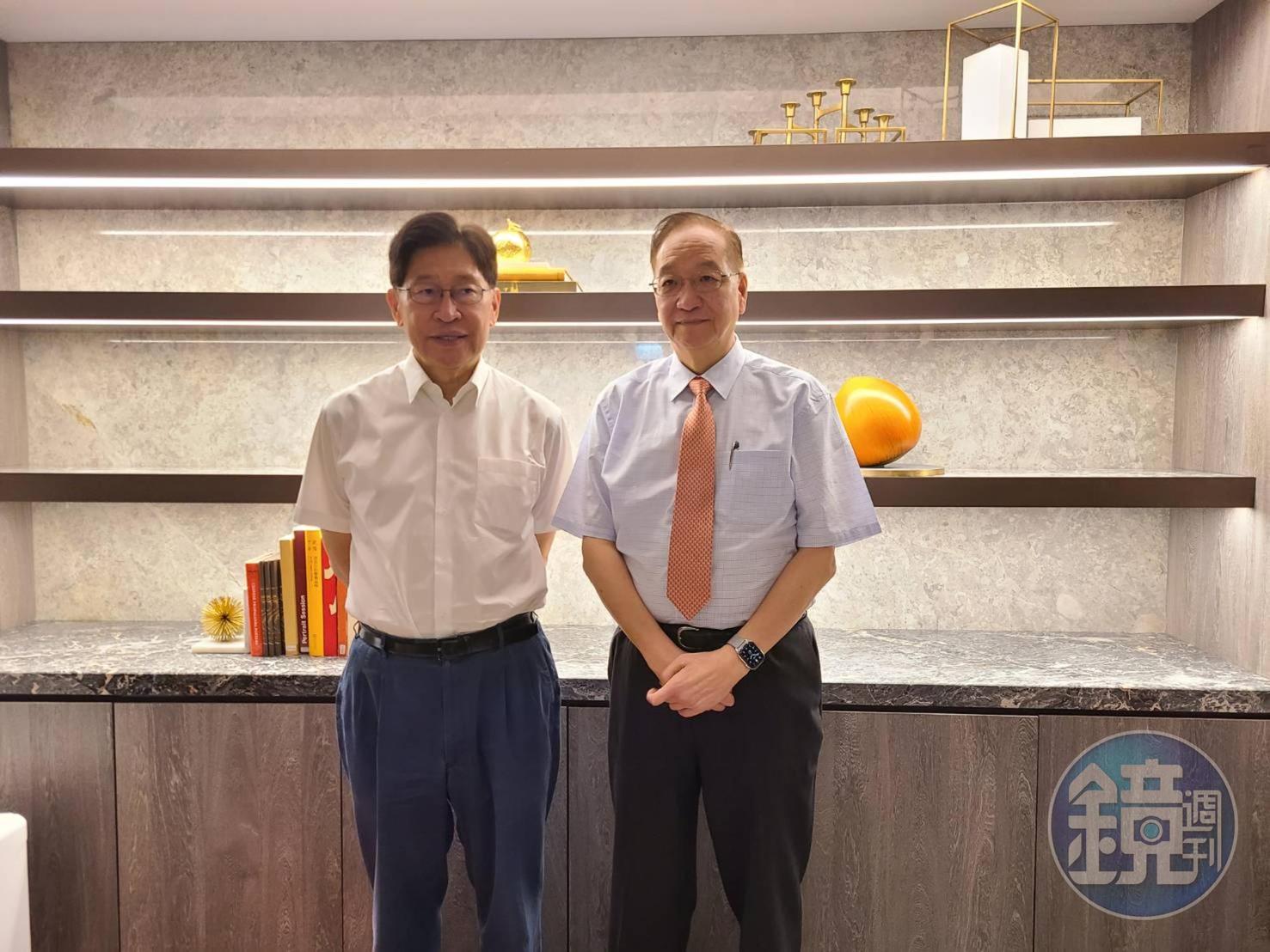 生華科是台灣第一家通過新冠肺炎二期臨床的新藥公司,圖為團隊董事長胡定吾(左)與總經理宋台生(右)。