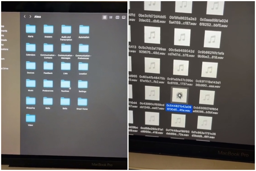 美國一名女子家中有數台智慧裝置，沒想到電腦中的資料夾竟有幾千個音檔，都是智慧裝置所錄下來的。（翻攝自my.data.not.yours Tiktok）