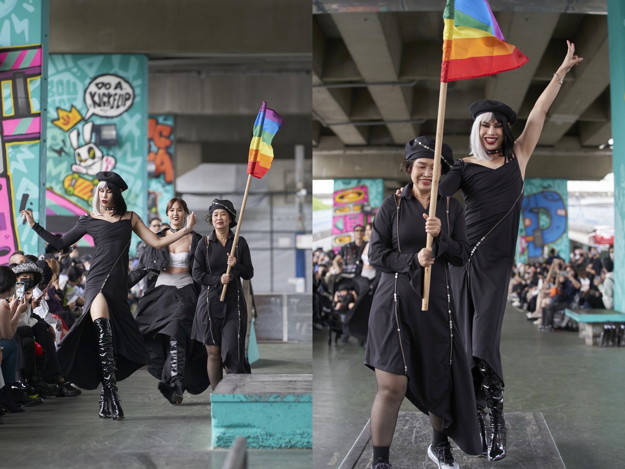 Yolanda帶媽媽走秀，並且喜歡品牌很有個性的設計，尤其此次與KCC墾青工業共同打造獨家「金屬愛心鈕扣拉鏈」。（JENN LEE提供，黃建翔攝）