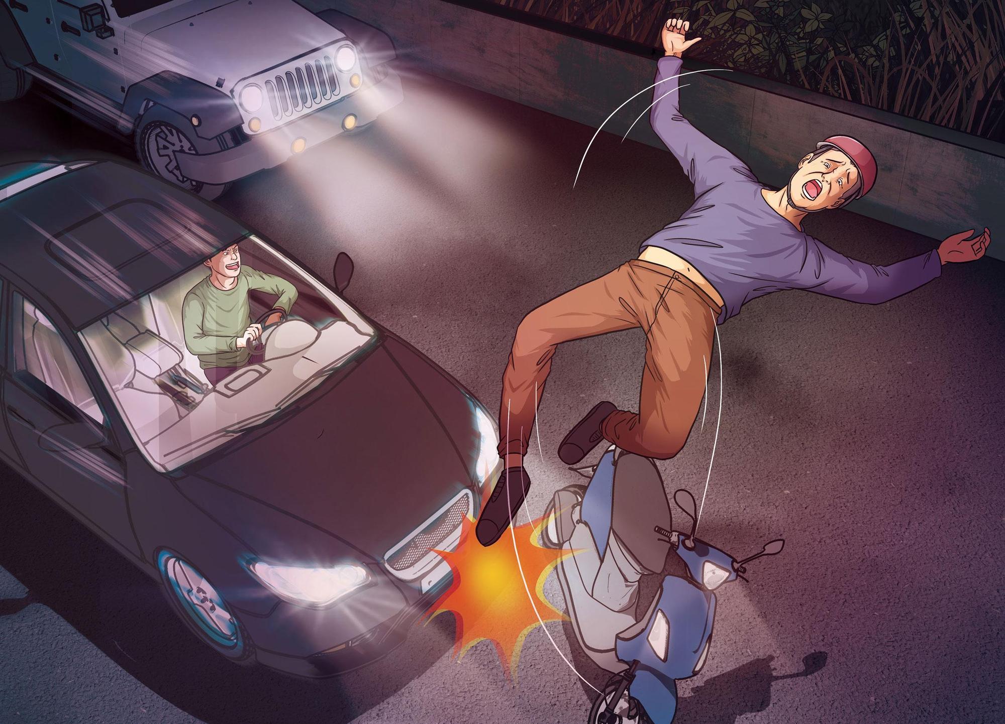 騎機車的張男先被轎車撞倒,接著才被吉普車輾斃。