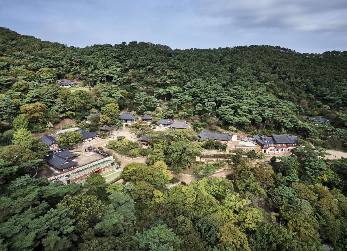 江華島傳燈寺隱身在幽媚的山林中。