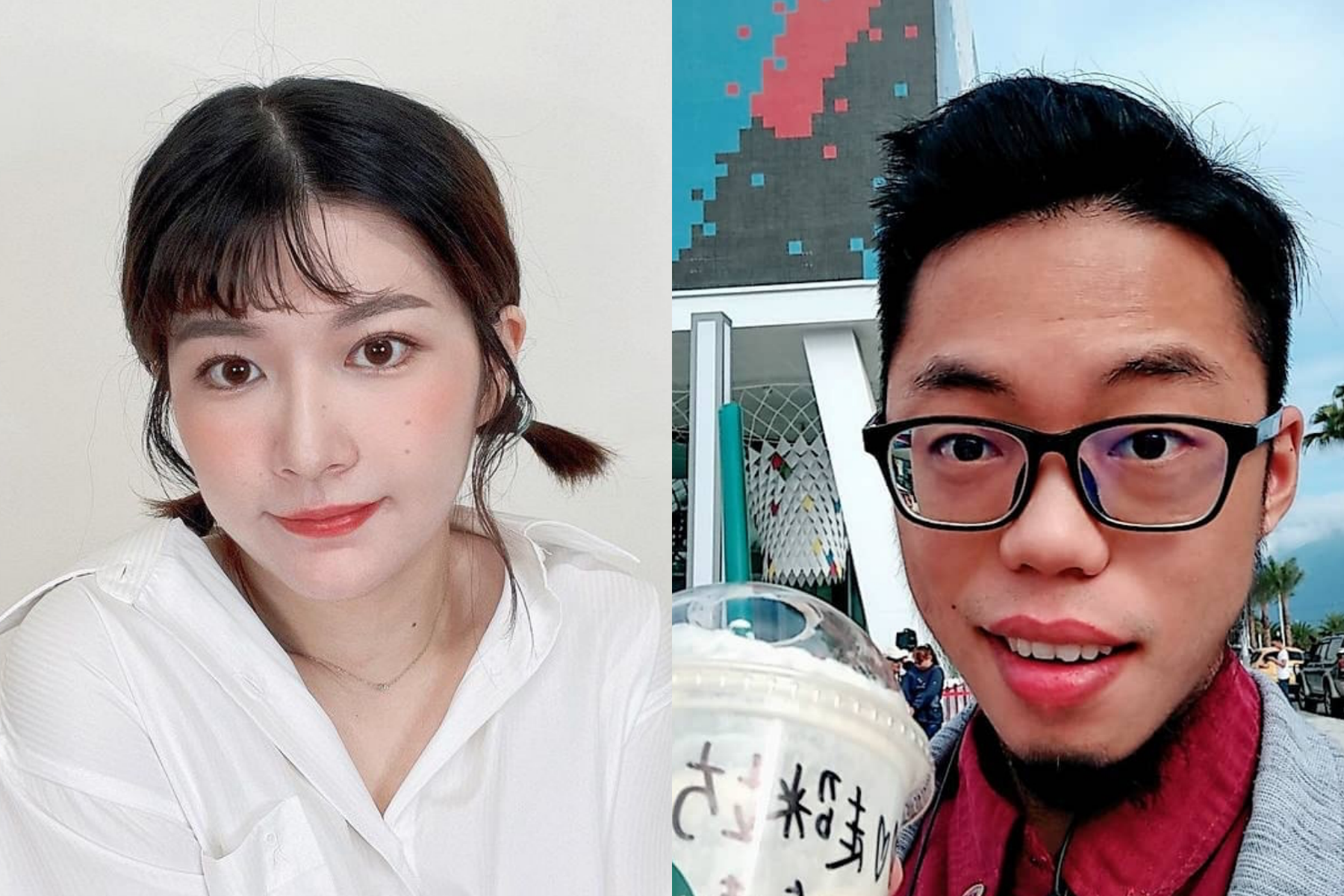 YouTuber情侶旅行YJ（左）和超粒方（右）日前在各自在IG宣布分手消息。（翻攝自旅行YJ、超粒方IG）