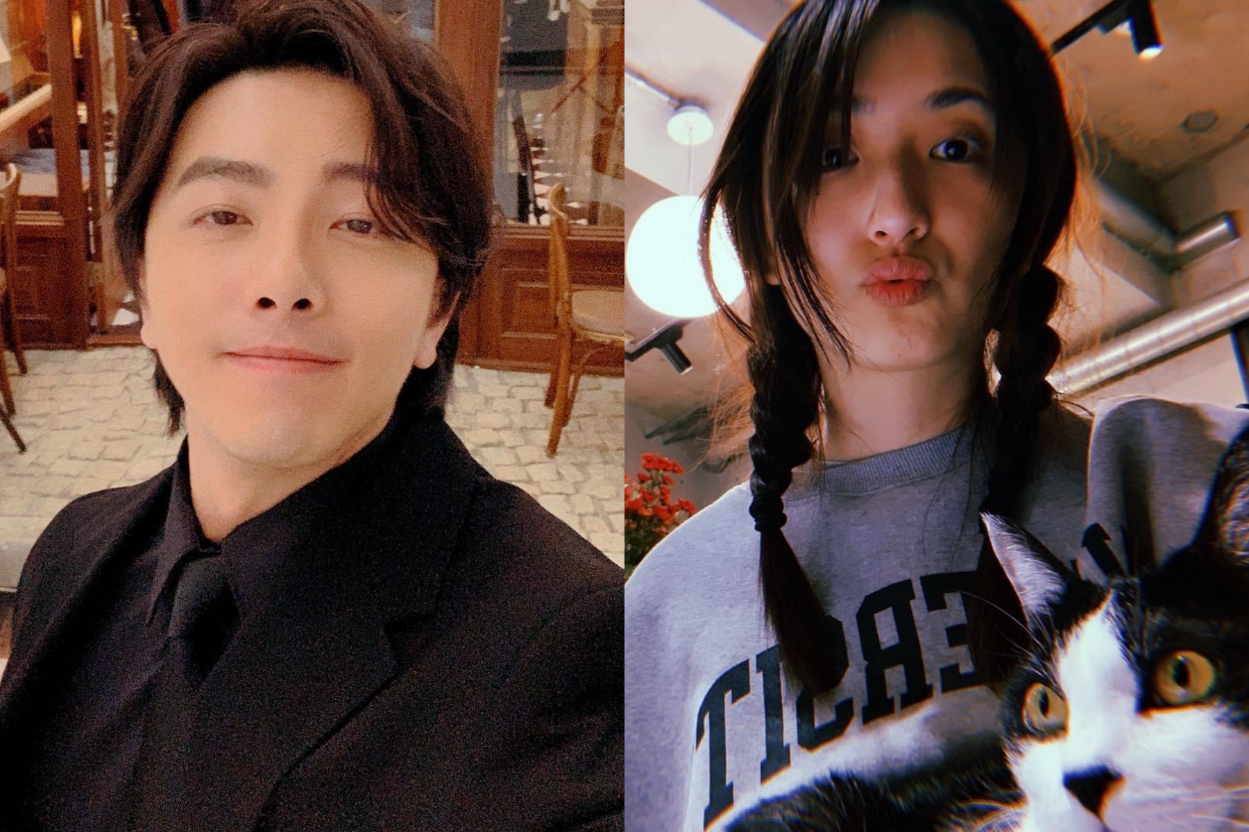 坤達（左）鮮少與老婆柯佳嬿（右）合體，不過婚後兩人不時會在社群網站分享夫妻視角。（翻攝自坤達、柯佳嬿臉書）