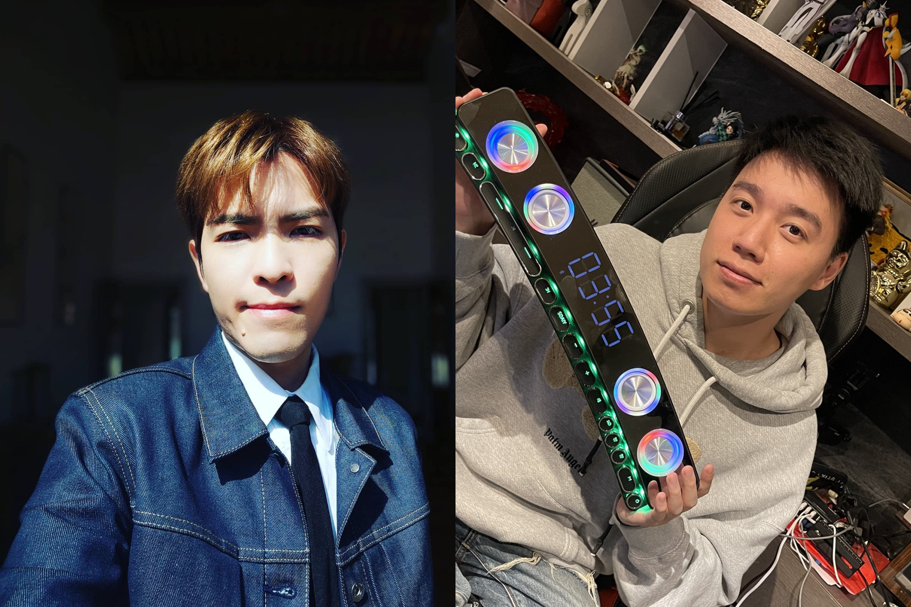 蕭敬騰（左）因認為Toyz（右）惡意批評其開設的日本料理店，日前在直播中開嗆「我不要變得跟他一樣level」。（翻攝自蕭敬騰、Toyz臉書）