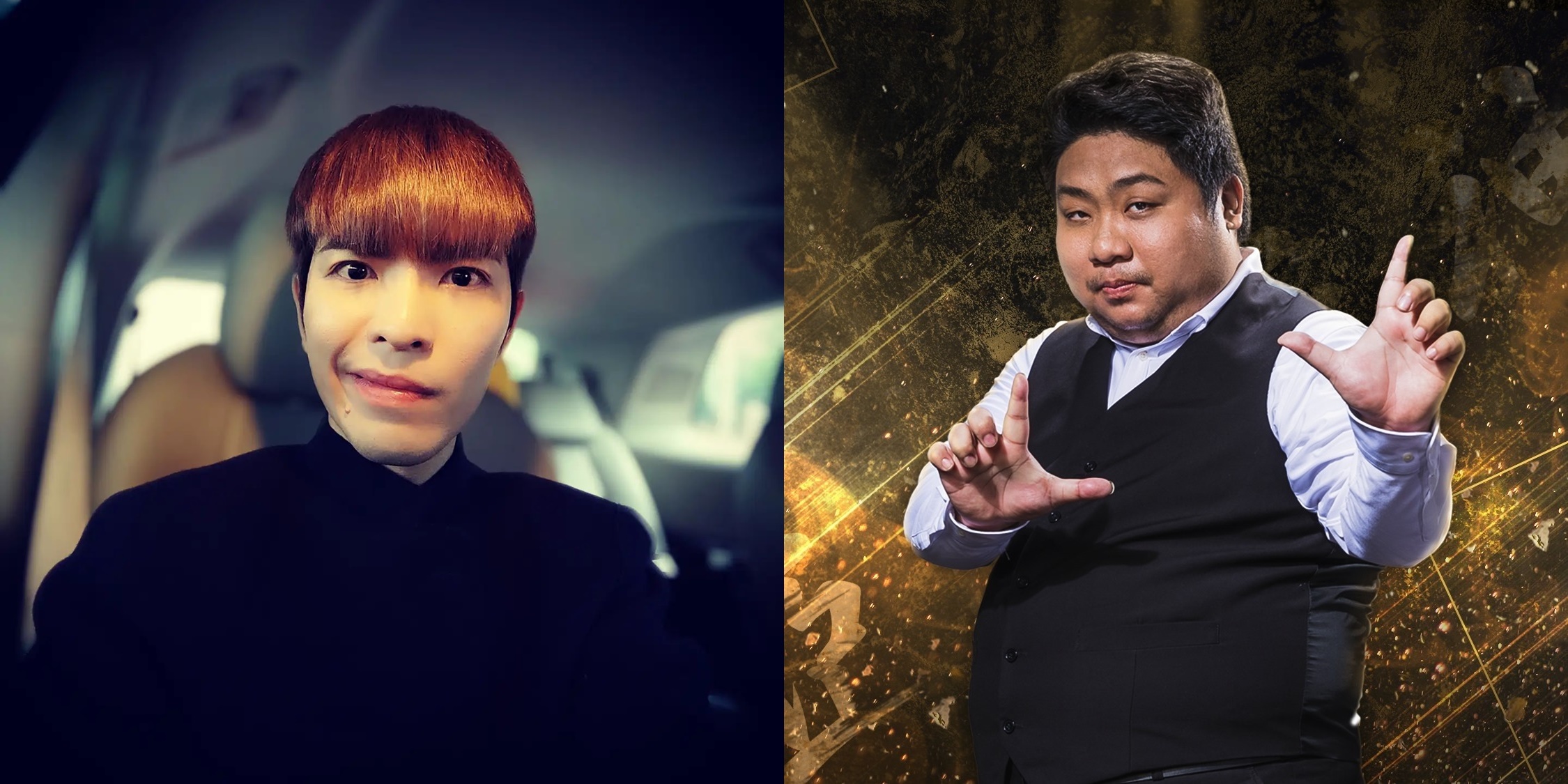 統神(右)建議蕭敬騰(左)開告網路酸民,更說那些酸民不配當他粉絲。(翻攝自蕭敬騰、統神臉書)