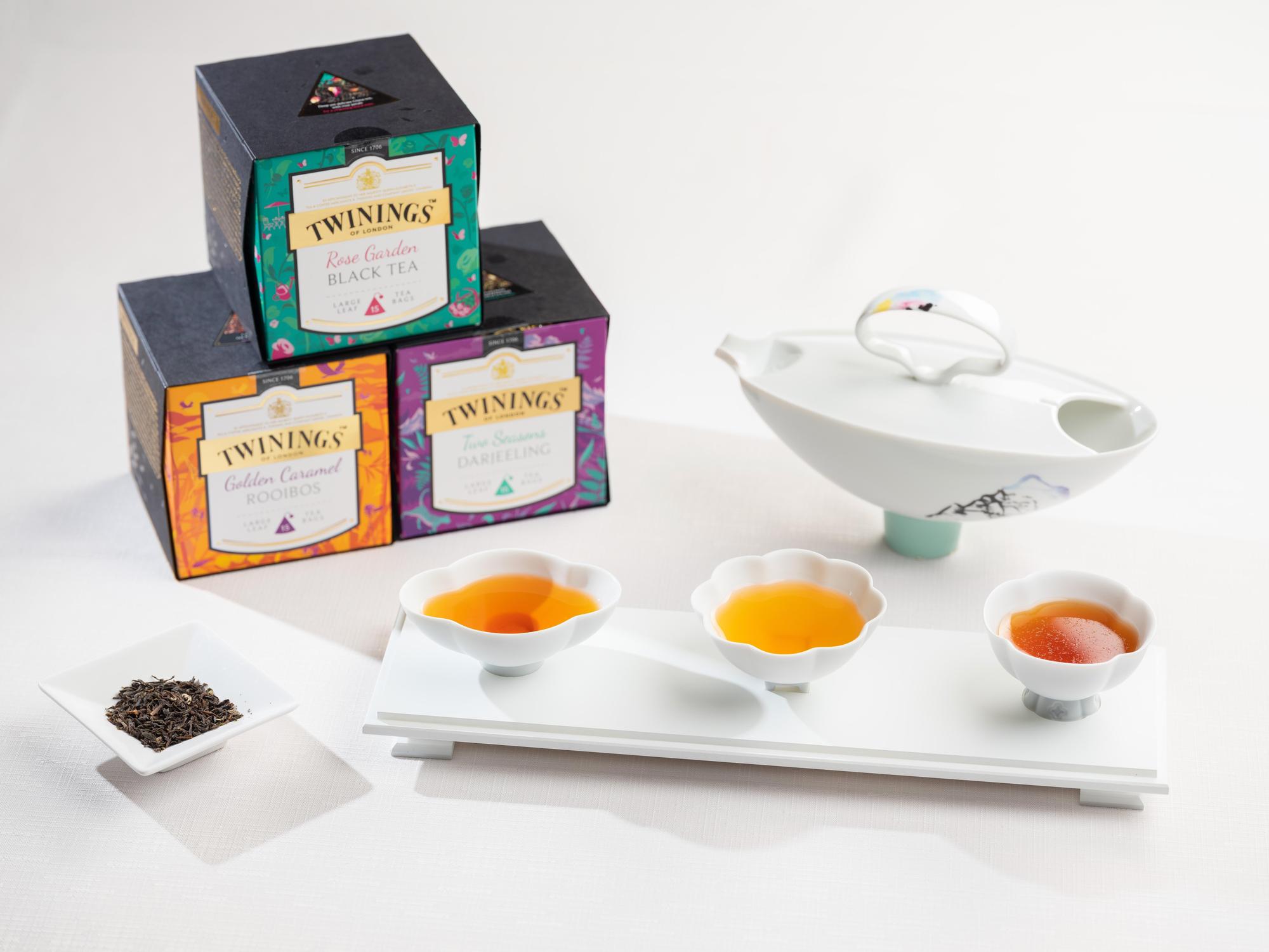 米其林一星餐廳套餐另加Tea pairing，提供3杯唐寧茶品搭配八方新氣3款茶皿。（Twinings唐寧茶提供）
