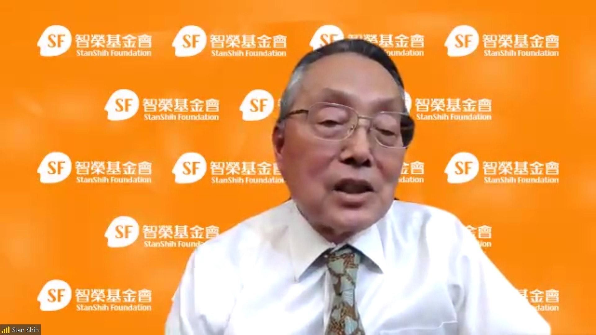 施振榮呼籲台灣以ICT實力擠身全球疫苗代工中心。(智榮基金會提供)