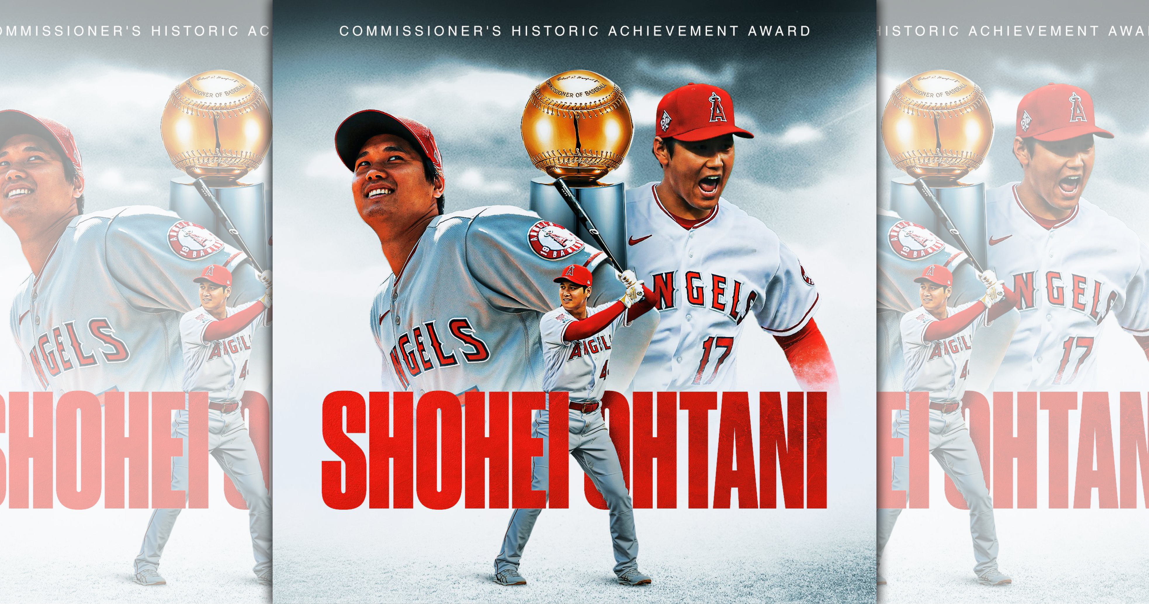 大谷翔平獲頒「主席歷史成就獎」。（翻攝自MLB推特）