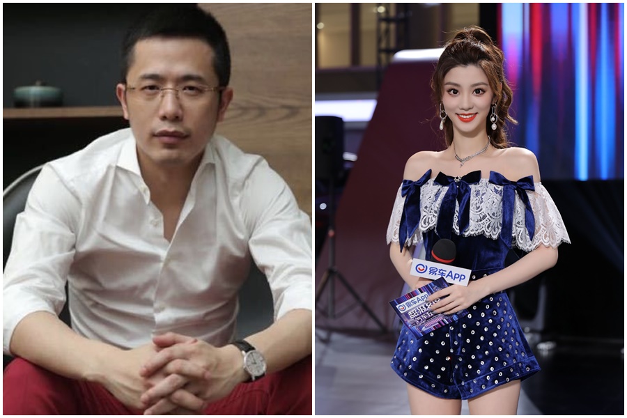 中國富商周穎(左)傳出被拘捕,包養女主播的事實也隨之曝光,其名單中有主播費沁雯(右)。(翻攝自微博)