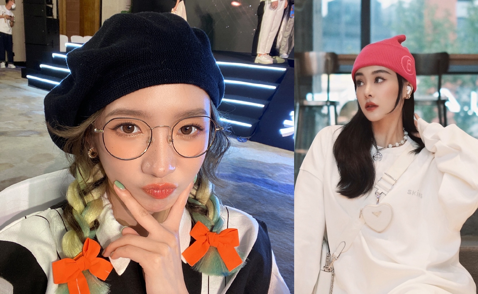 美女網紅李楊璐（右）爆孟美岐「知三當三」並非第一次。（翻攝李楊璐、孟美岐微博）