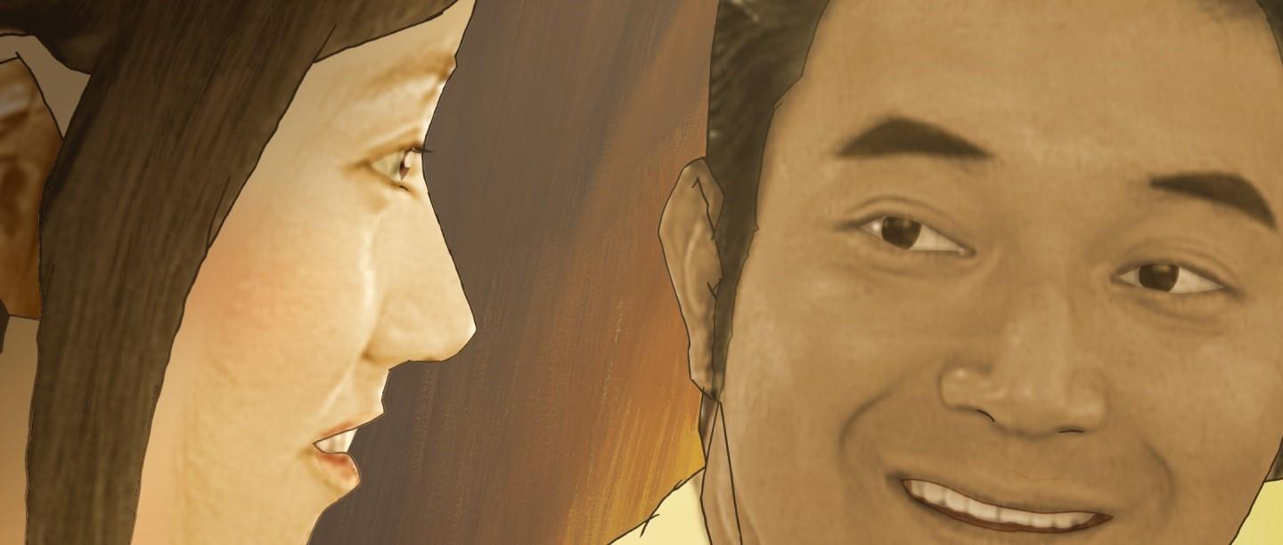 結合動畫和實像是《心靈遊戲》的一大特色,吉本興業諧星山口智充(右)為動畫獻聲也露臉。(光年映畫提供)