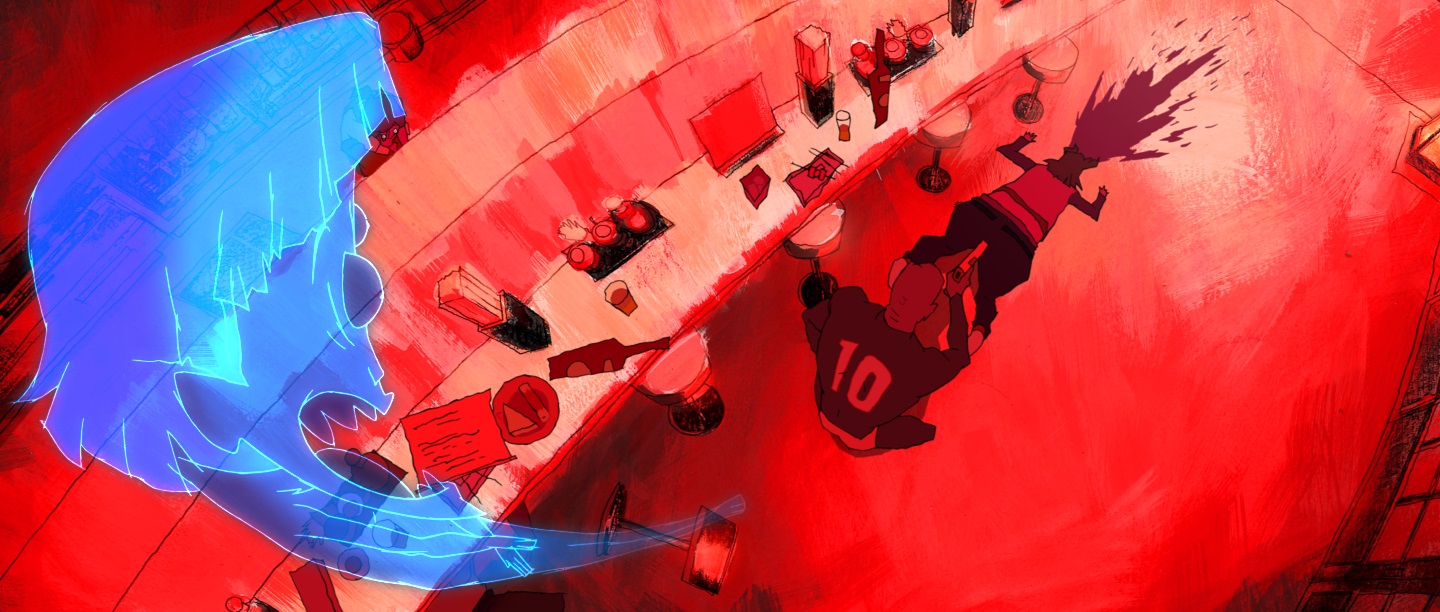 《心靈遊戲》中男主角阿西想英雄救美挽回夢中情人,卻被黑道斃命送上天堂。(光年映畫提供)