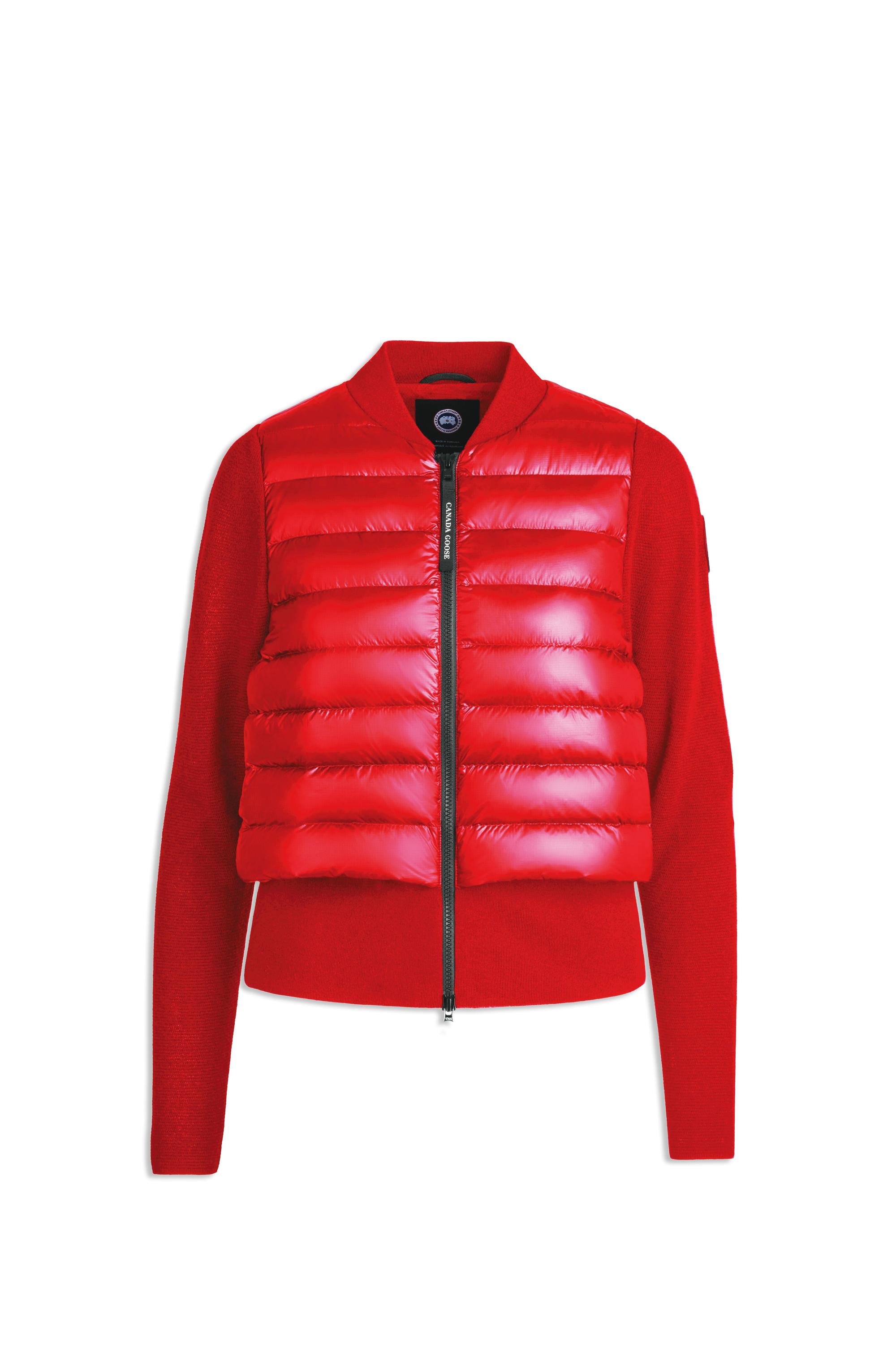 CANADA GOOSE x ANGEL CHEN HyBridge豔紅色針織外套 NT$28,300 （Canada Goose提供） 