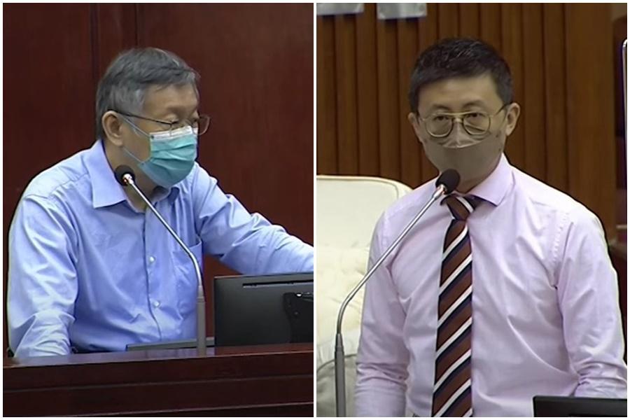 呱吉昨質詢柯文哲時發怒敲桌。（翻攝自呱吉 YT頻道）