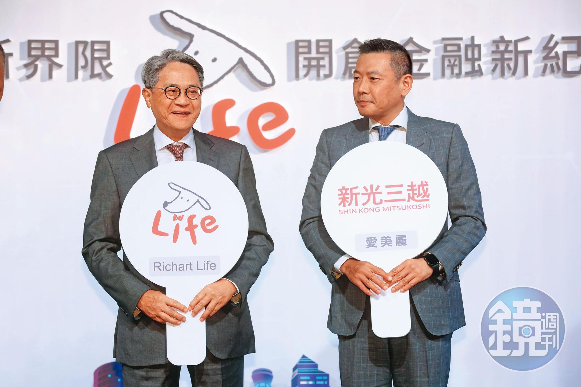 新光三越原定明年IPO，吳東亮（左）和吳昕陽（右）希望上市股價能更漂亮。