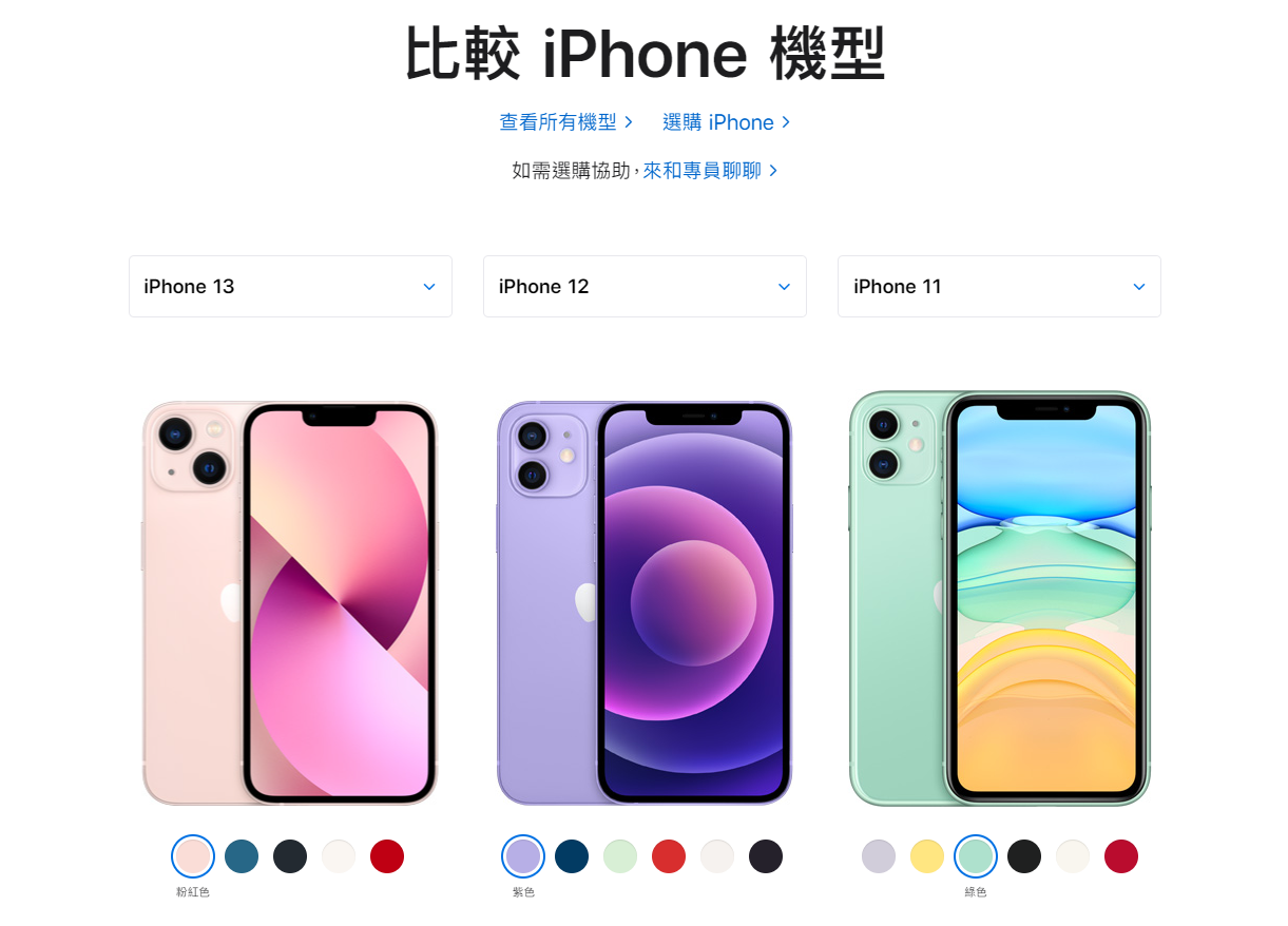 iPhone每每推出新款總會吸引大批果粉搶購，不過最新推出的iPhone 13卻被蘋果共同創辦人批評跟前一代沒什麼區別。（翻攝自Apple官網）